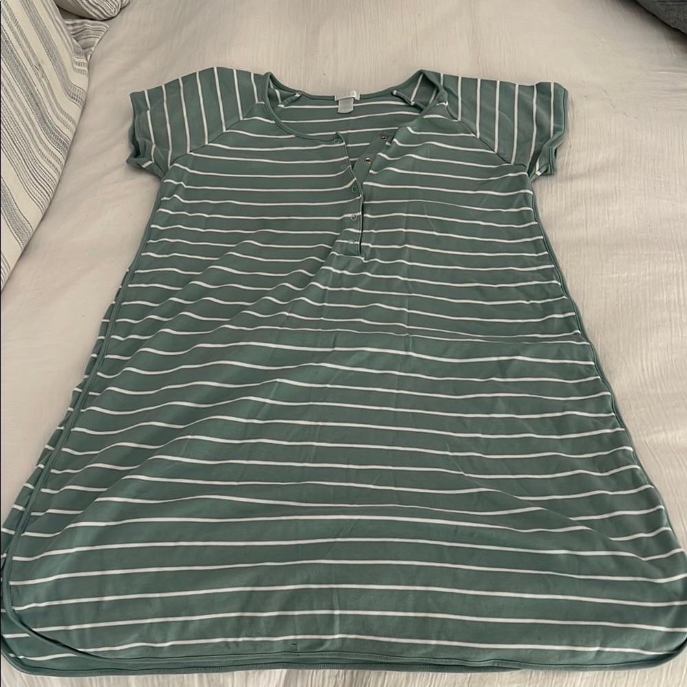 Green and White Striped Dress